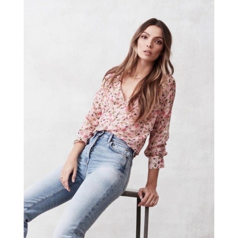 Cami NYC The Hope Silk Sheer Floral Bodysuit in Geranium